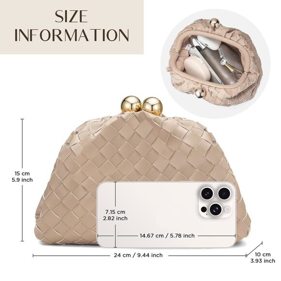 Dumpling Woven Clutch for Formal Events - Picture 6 of 7